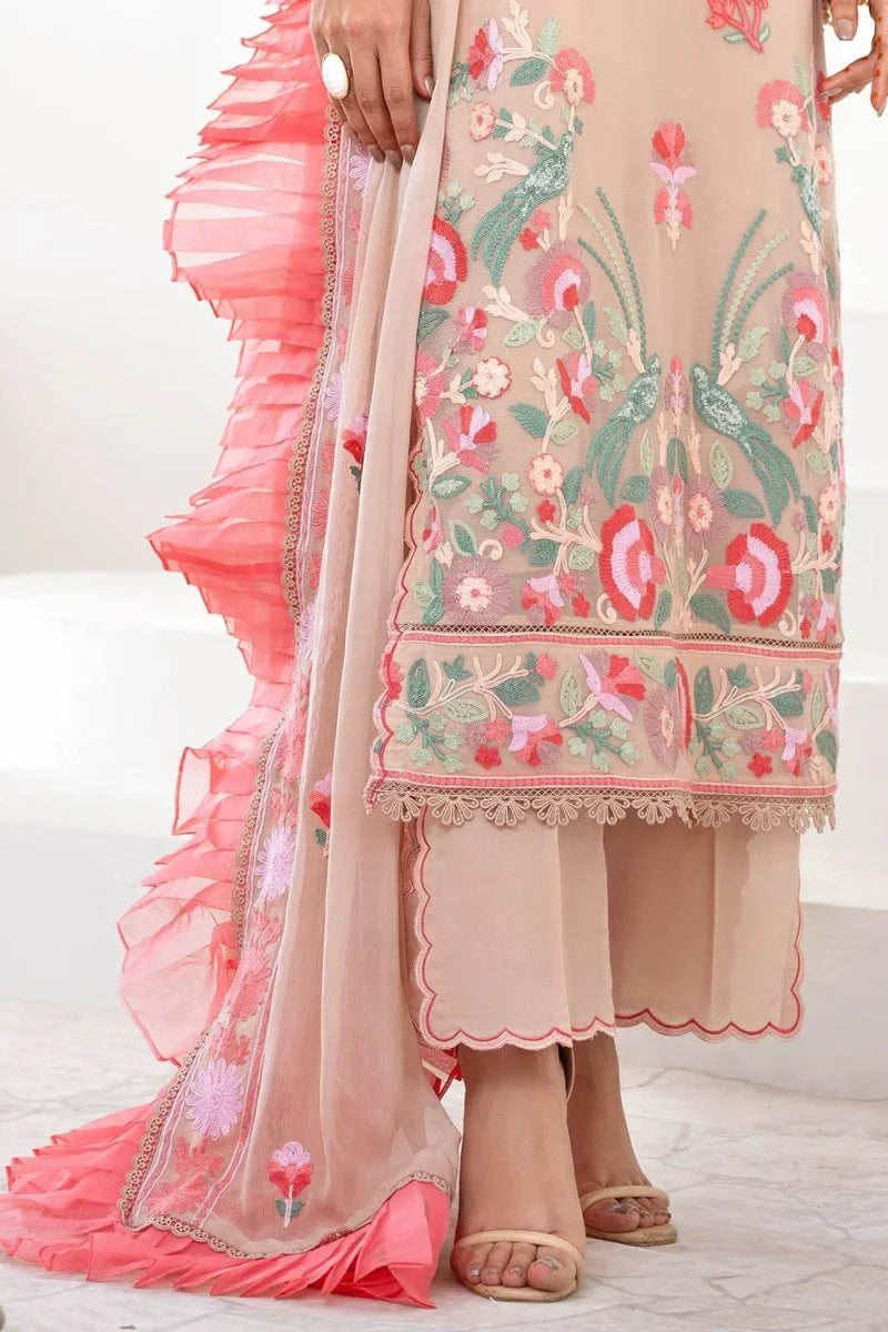 Gul Ahmed 3 Piece Unstitched Embroidered Chiffon Suit with Embroidered Chiffon Dupatta FE-52169