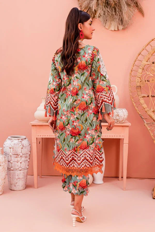 FIRDOUS 2 Piece Unstitched Digital Printed Cotton Satin Suit - FKT-20305