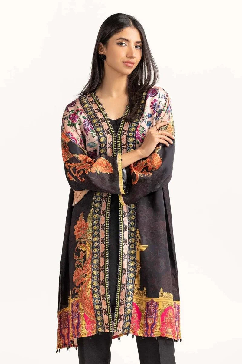 Gul Ahmed 1PC Stitched Shamose Silk Embellished Shirt GLM-23-33