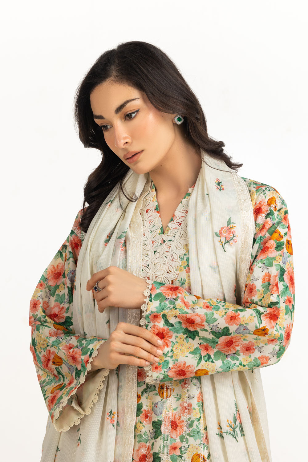 Gul Ahmed 3 Piece Ready to Wear Printed with Embroidered Lawn Suit - IUSTKSD-2135