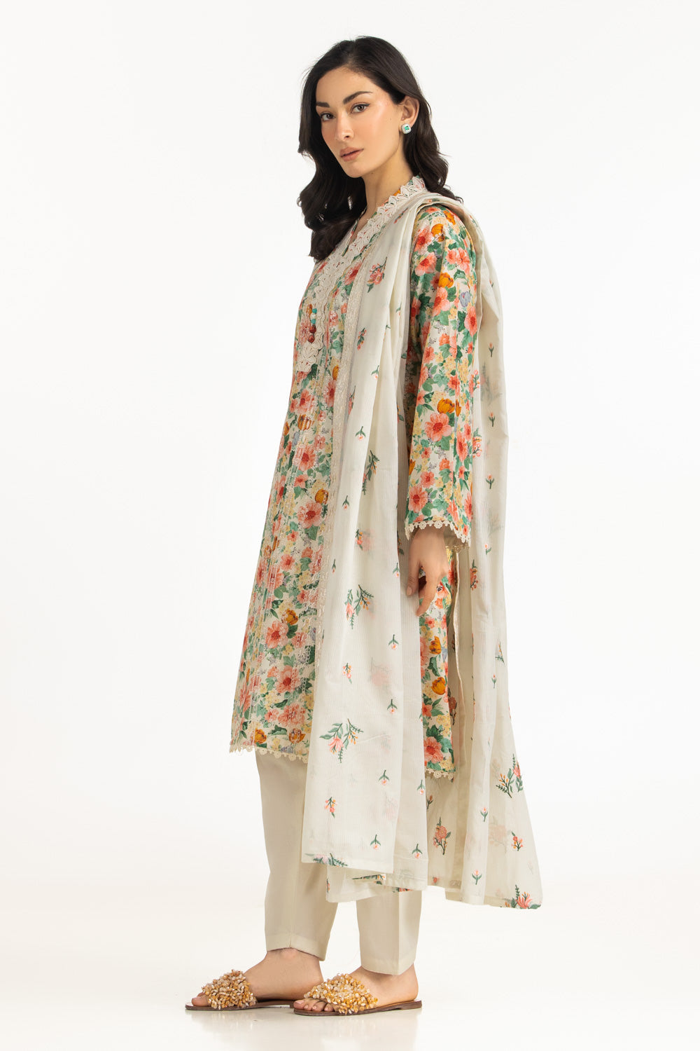Gul Ahmed 3 Piece Ready to Wear Printed with Embroidered Lawn Suit - IUSTKSD-2135