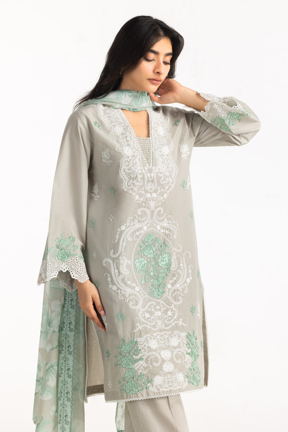 Gul Ahmed 3 Piece Ready to Wear Embroidered Lawn Suit - IUSTKSD-2334