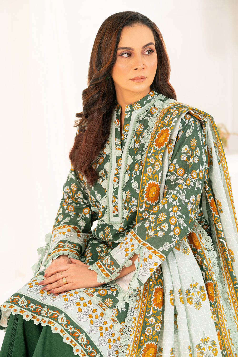 Gul Ahmed 3 Piece Unstitched Printed Khaddar Suit With Dupatta K-52083