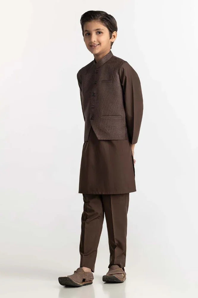 Gul Ahmed 1 PC Brown Styling Waist Coat KWC-PD24-001