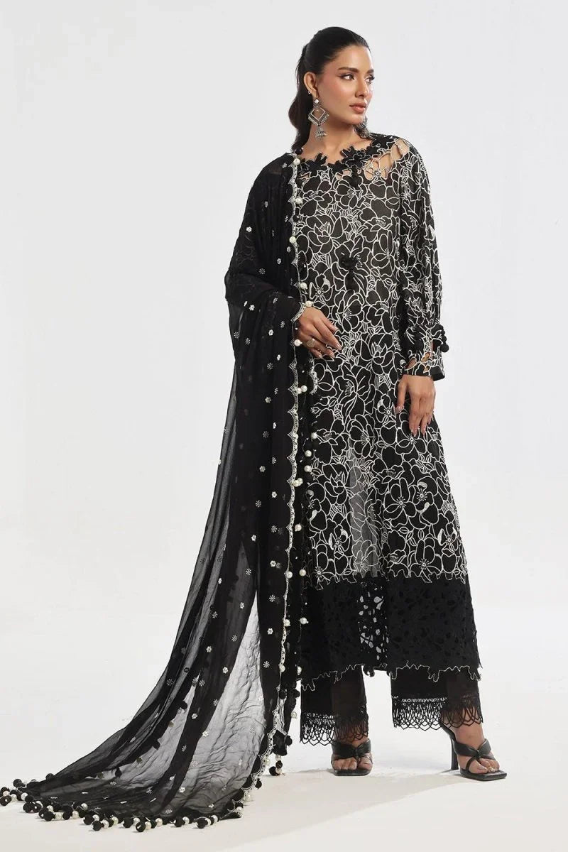 Gul Ahmed 3 Piece Unstitched Embroidered Swiss Voile Suit with Embroidered Chiffon Dupatta LSV-52002