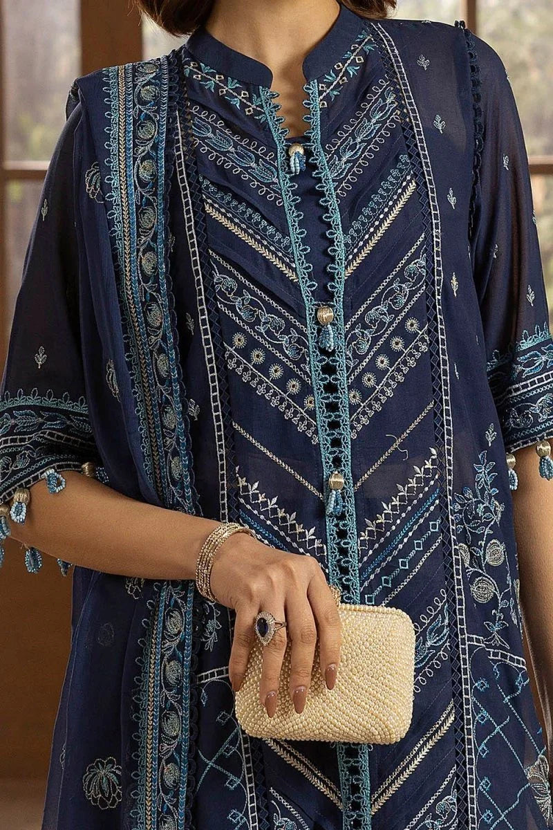 Gul Ahmed 3 Piece Unstitched Embroidered Swiss Voile Suit with Embroidered Chiffon Dupatta LSV-52019