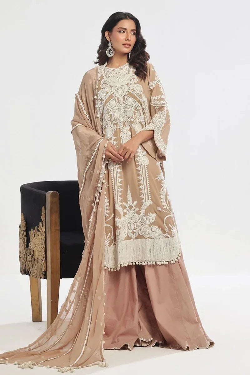 Gul Ahmed 3 Piece Unstitched Embroidered Swiss Voile Suit with Embroidered Chiffon Dupatta LSV-52023