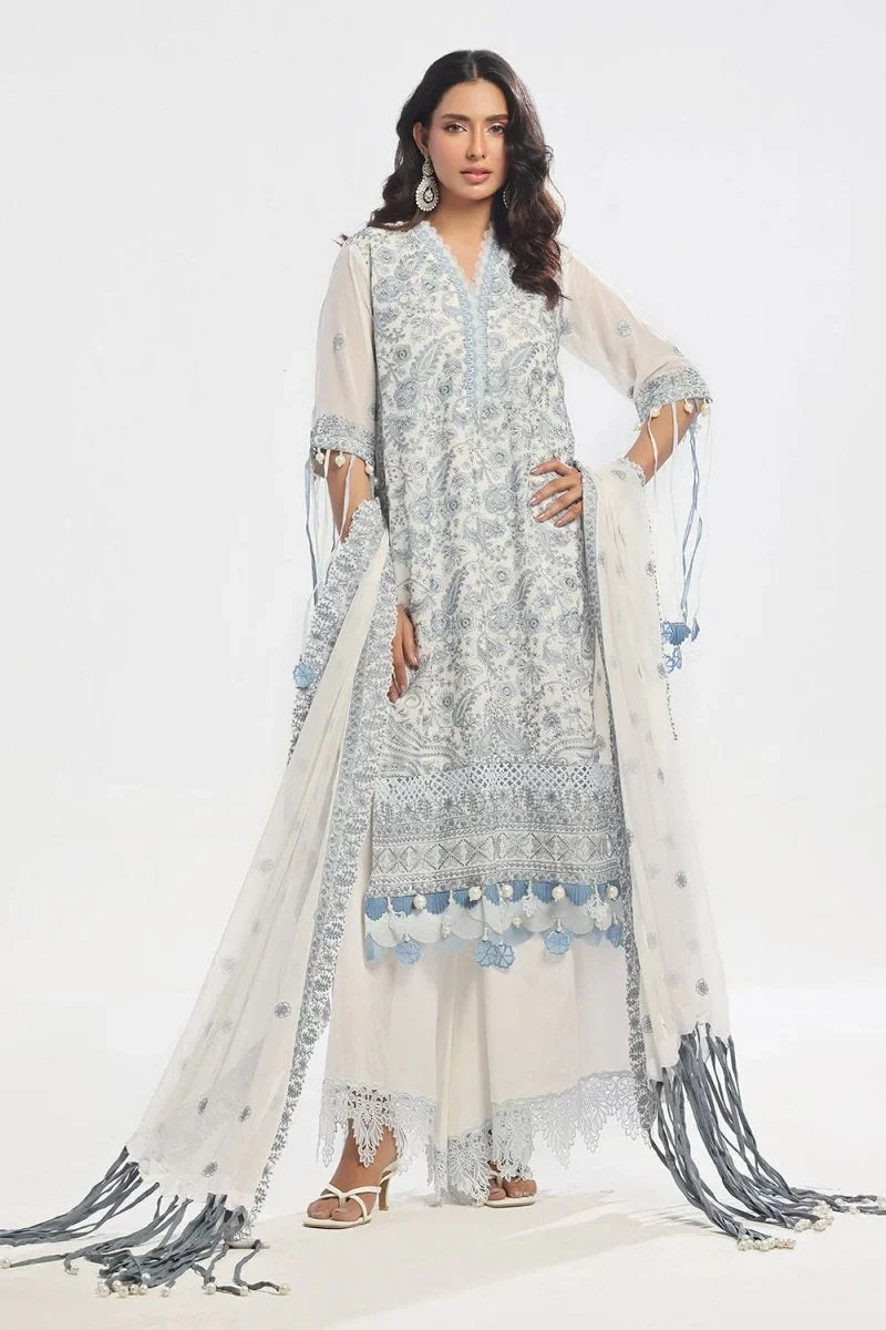 Gul Ahmed 3 Piece Unstitched Embroidered Swiss Voile Suit with Embroidered Chiffon Dupatta LSV-52024