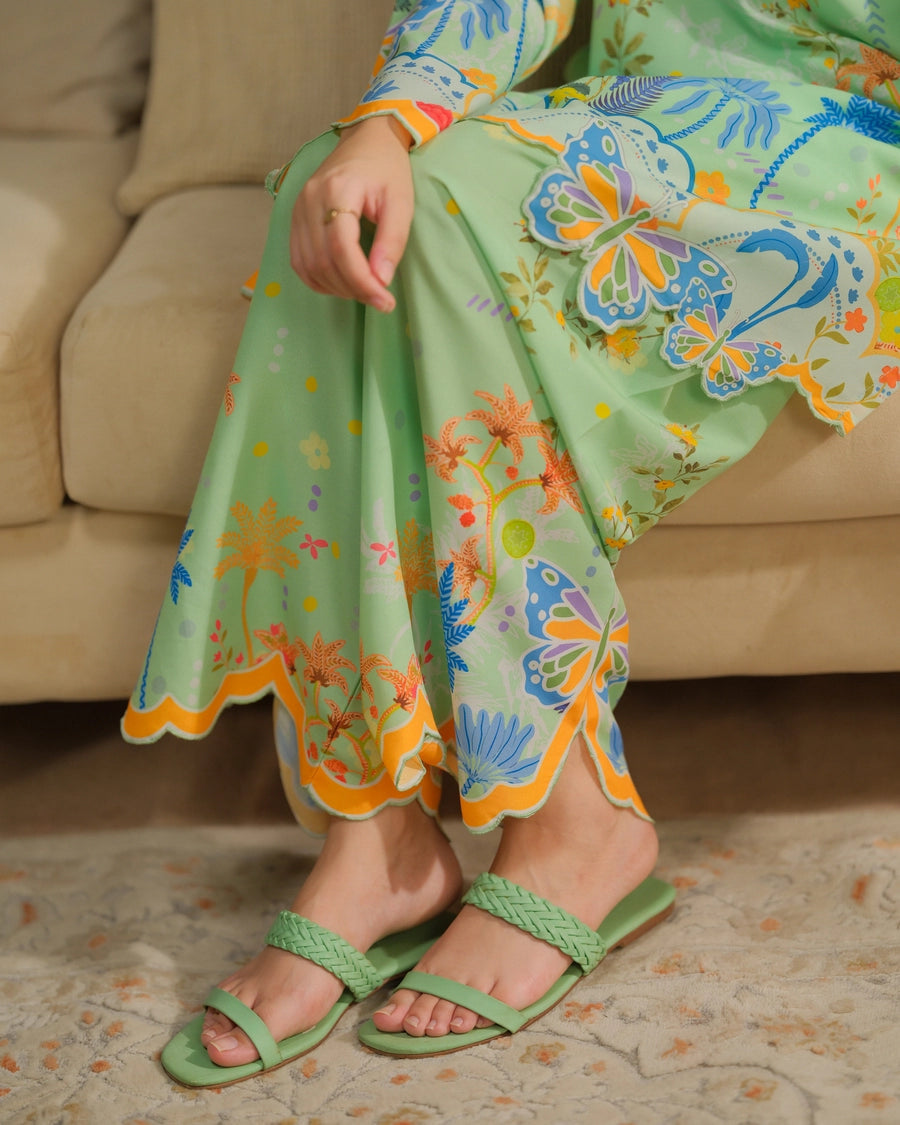 Dhaga 2 Piece Ready to Wear intricate cutwork Suit - Matcha