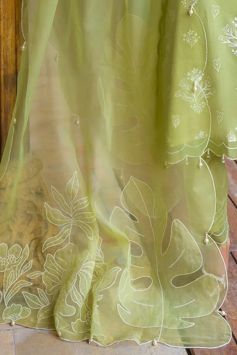 Gul Ahmed 3 Piece Unstitched Lacquer Printed Lawn Suit with Embroidered Organza Dupatta OG-52001