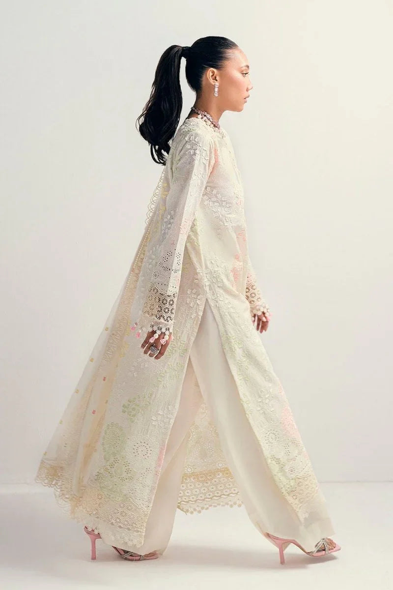 Gul Ahmed 3 Piece Unstitched Schiffli Embroidered Lawn Suit with Embroidered Chiffon Dupatta PM-52047