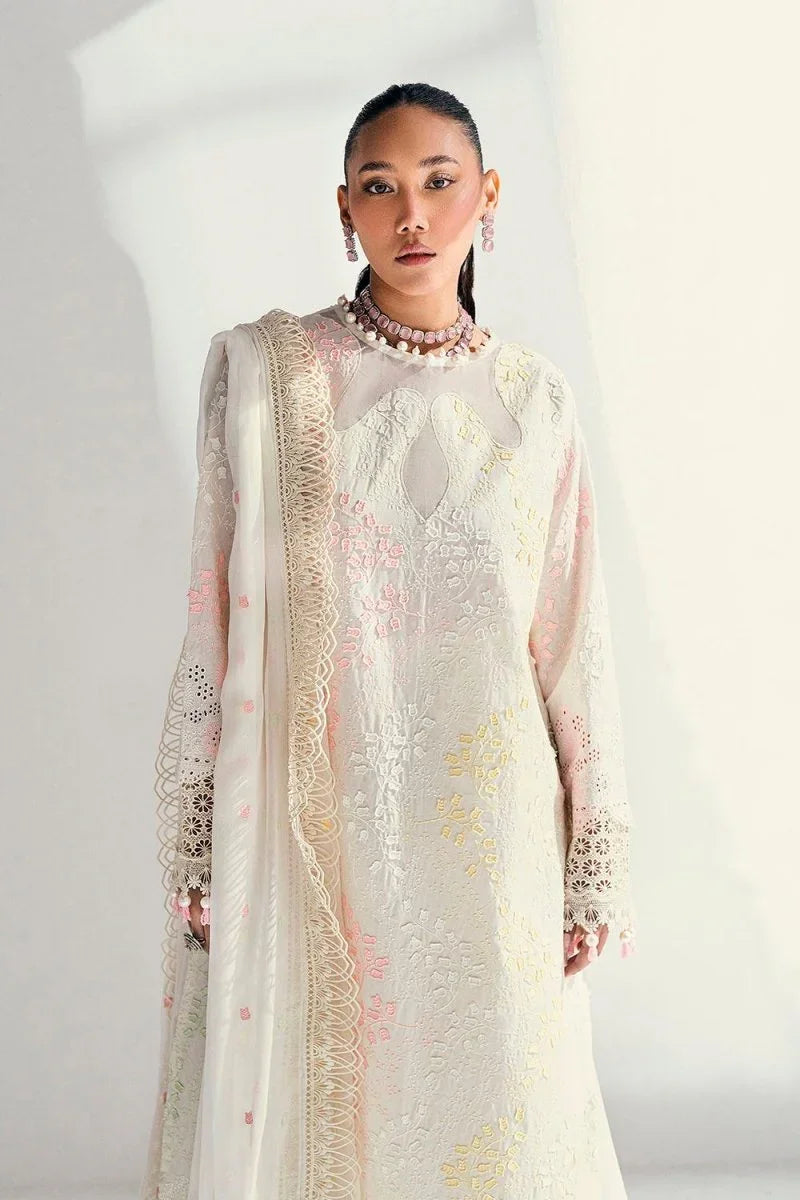 Gul Ahmed 3 Piece Unstitched Schiffli Embroidered Lawn Suit with Embroidered Chiffon Dupatta PM-52047