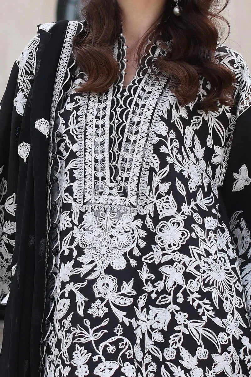 Gul Ahmed 3 Piece Unstitched Embroidered Lawn Suit with Embroidered Chiffon Dupatta PM-52056