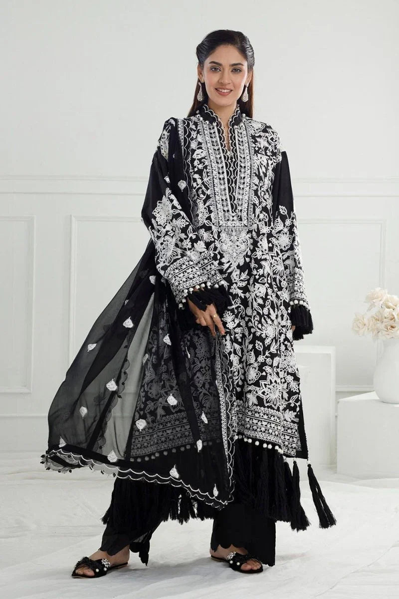 Gul Ahmed 3 Piece Unstitched Embroidered Lawn Suit with Embroidered Chiffon Dupatta PM-52056