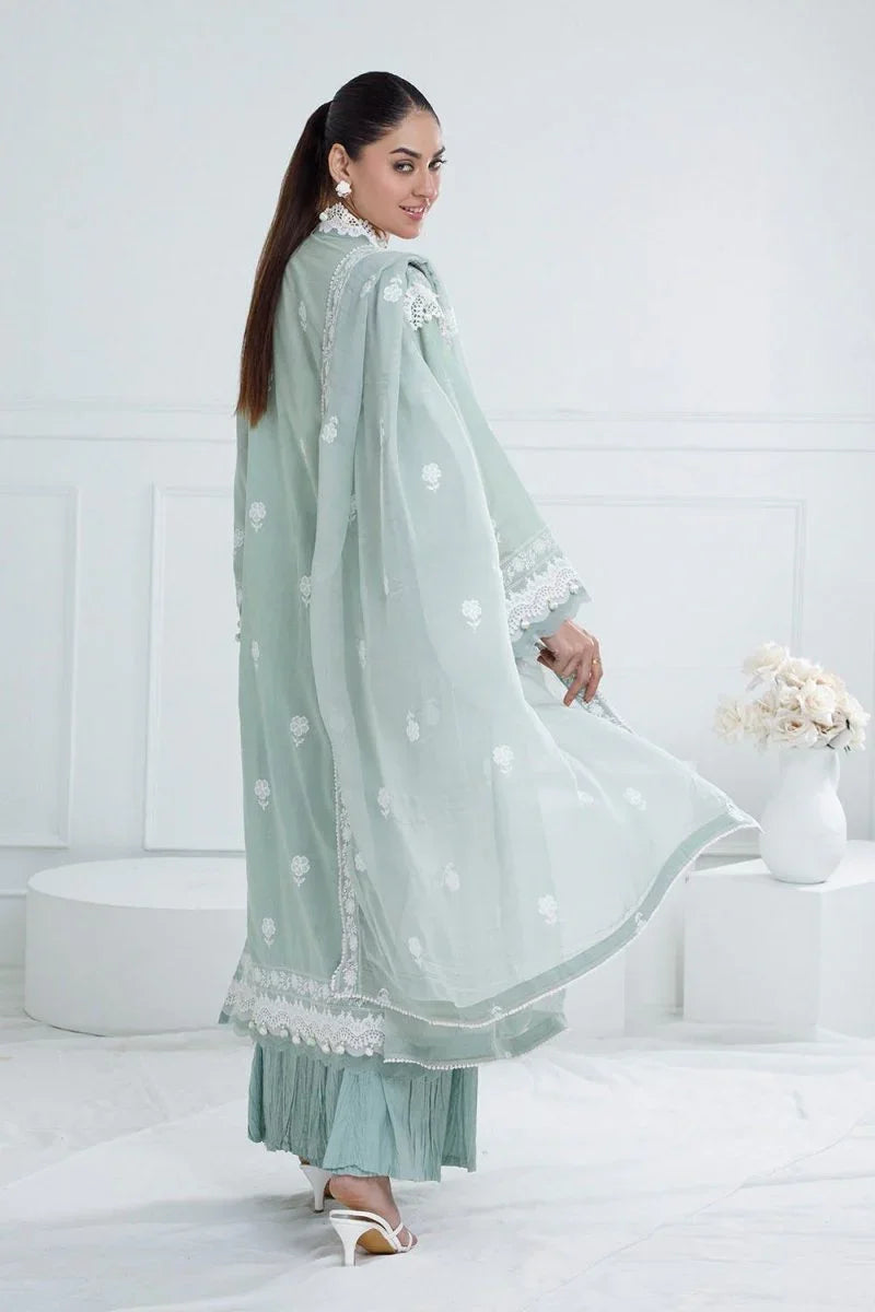 Gul Ahmed 3 Piece Unstitched Embroidered Lawn Suit with Embroidered Chiffon Dupatta PM-52068