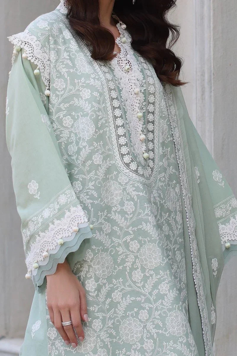 Gul Ahmed 3 Piece Unstitched Embroidered Lawn Suit with Embroidered Chiffon Dupatta PM-52068