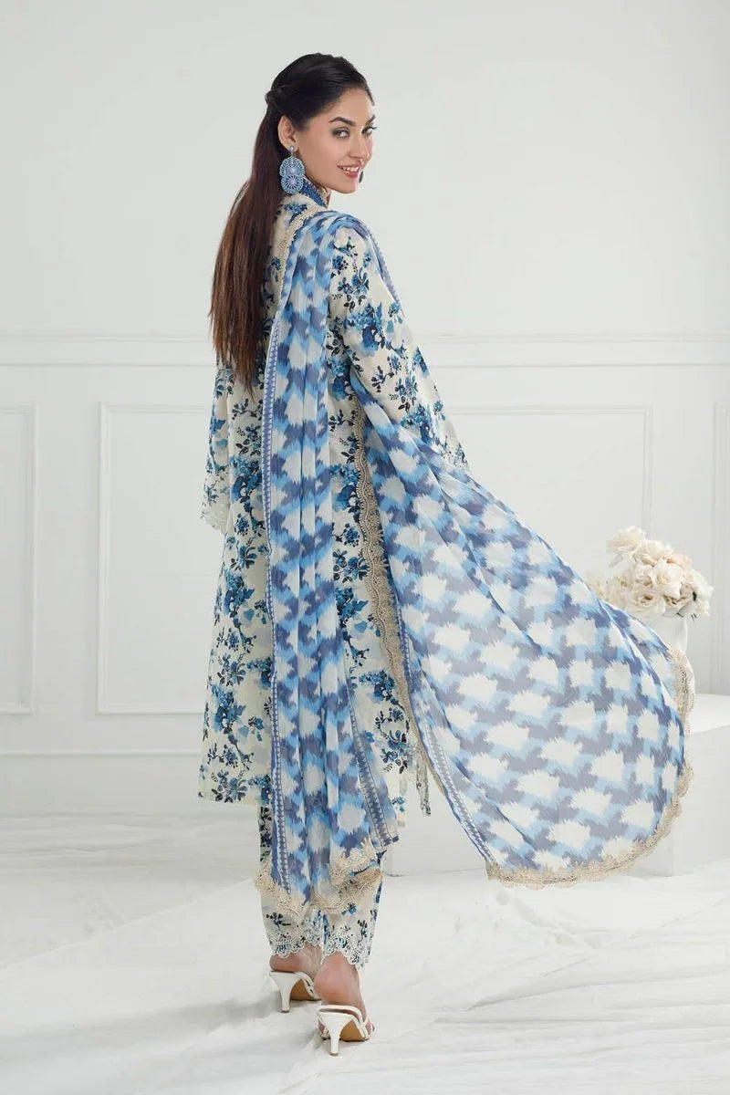 Gul Ahmed 3 Piece Unstitched Embroidered Printed Lawn Suit with Printed Chiffon Dupatta PR-52008