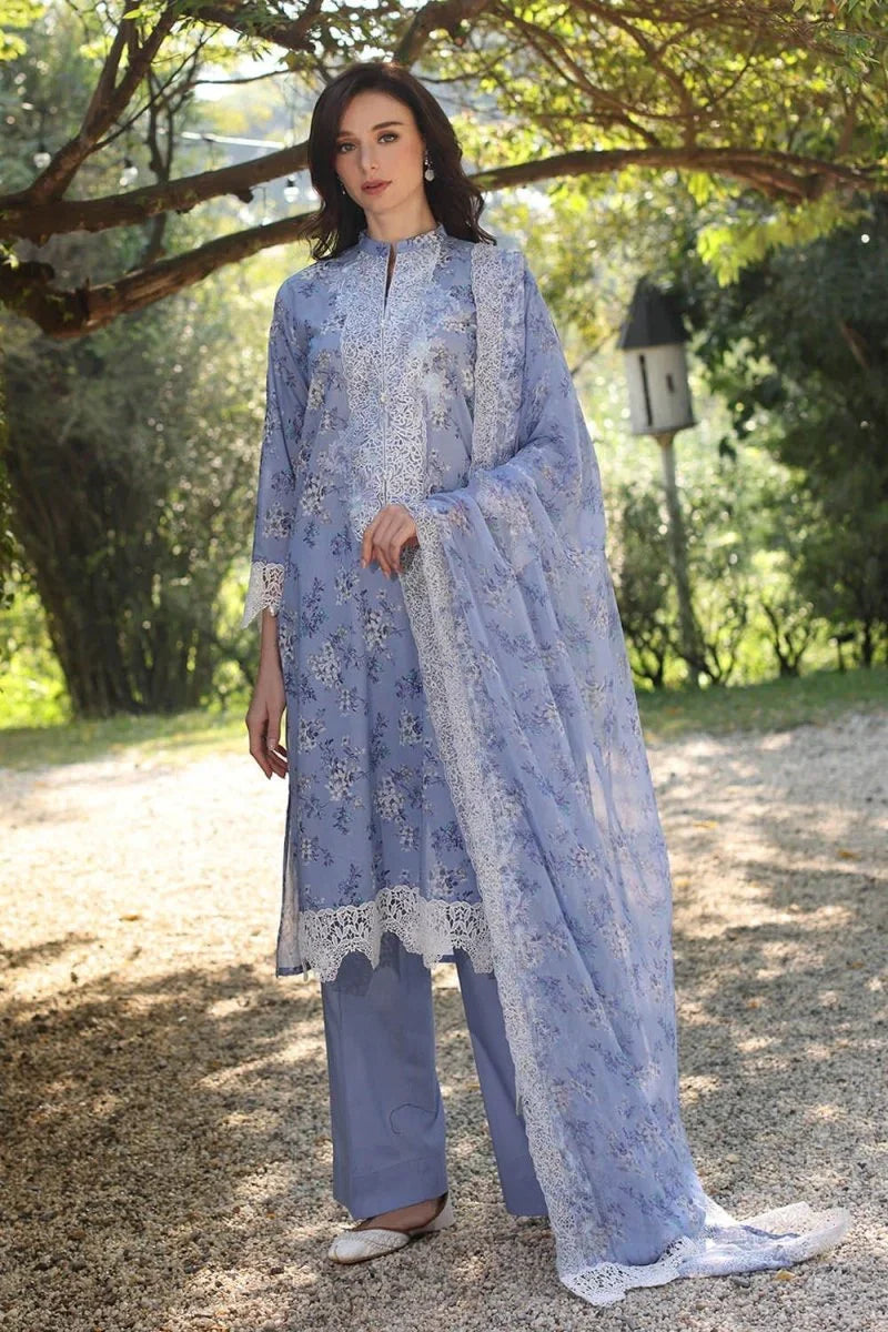 Gul Ahmed 3 Piece Unstitched Embroidered Printed Lawn Suit with Embroidered Printed Chiffon Dupatta PR-52009