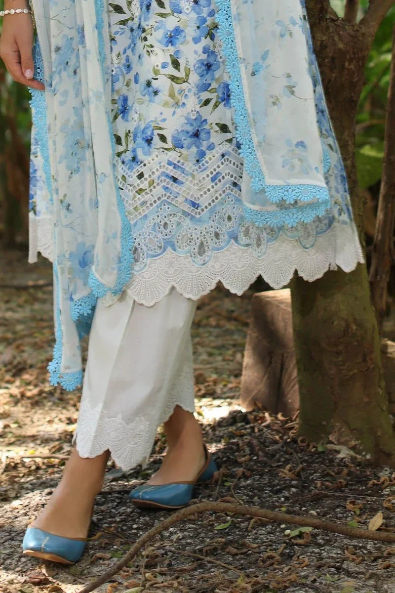 Gul Ahmed 3 Piece Unstitched Embroidered Printed Lawn Suit with Printed Chiffon Dupatta PR-52010