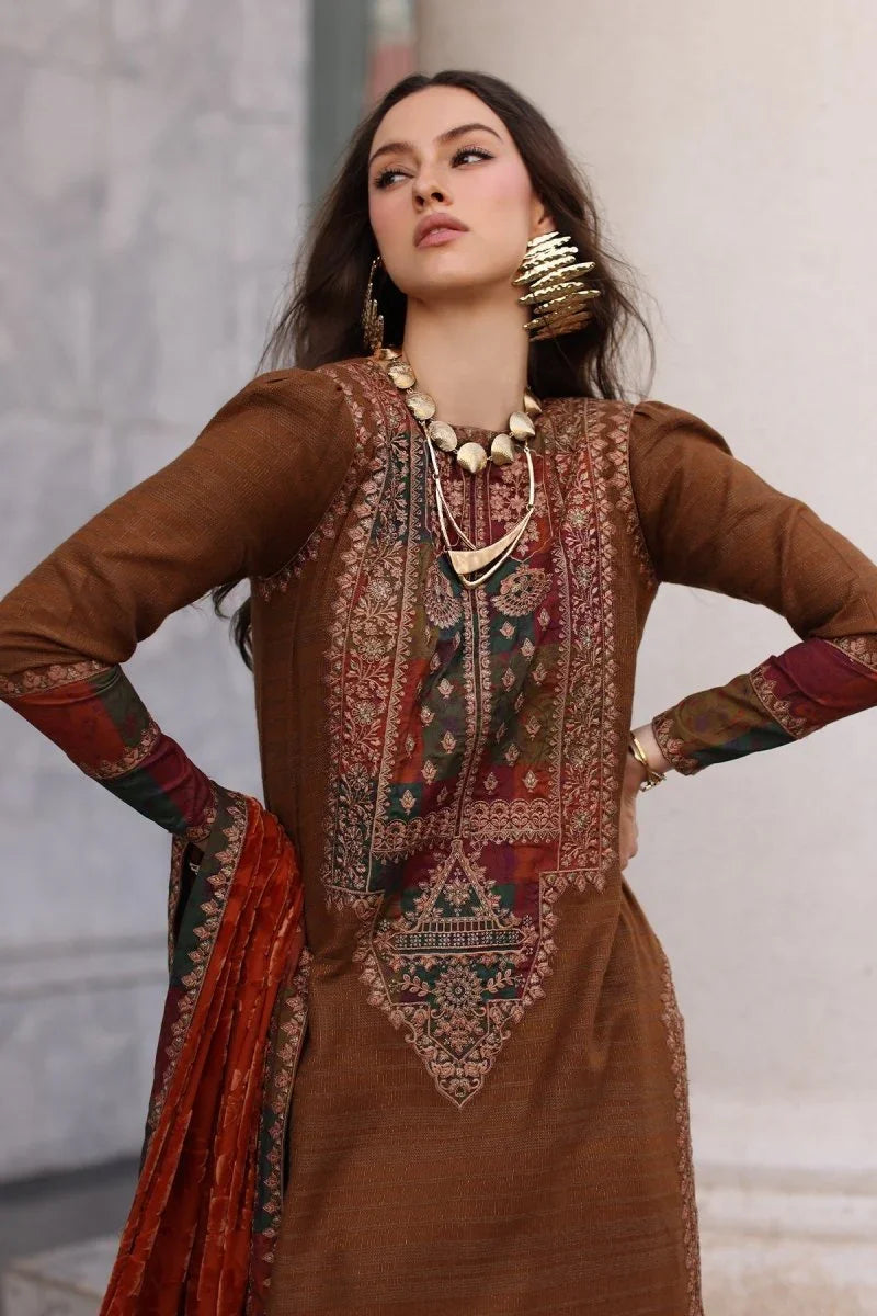 Charizma 3 Pc Unstitched Embroidered Dyed Leather Suit - PSW5-18