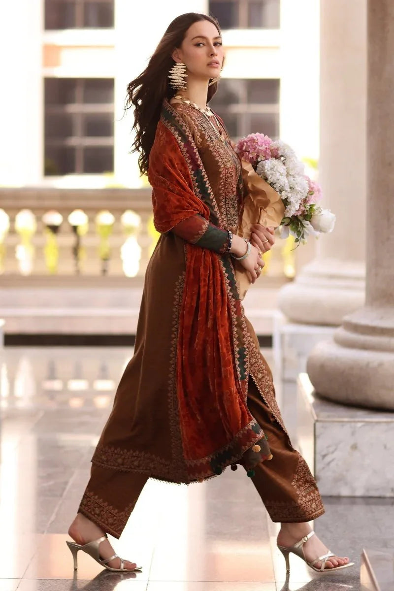 Charizma 3 Pc Unstitched Embroidered Dyed Leather Suit - PSW5-18