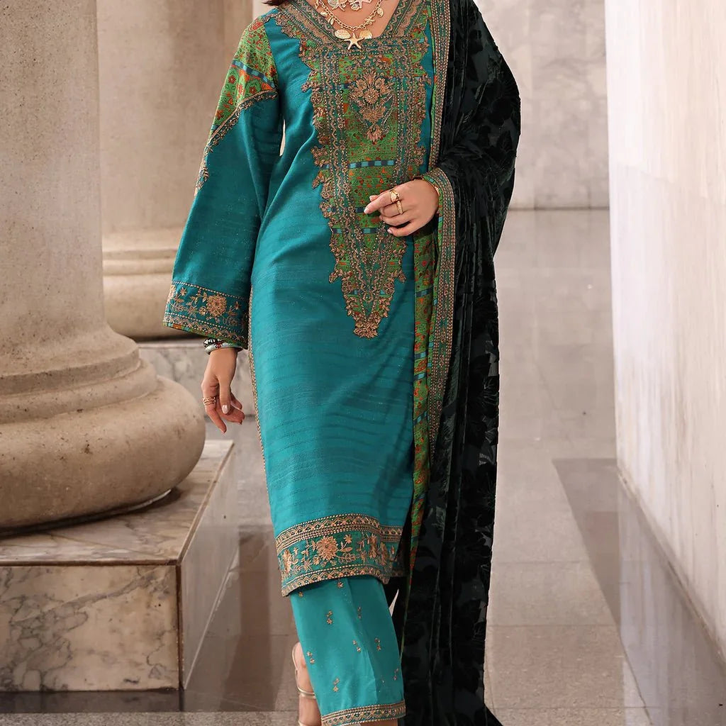 Charizma 3 Pc Unstitched Embroidered Dyed Leather Suit - PSW5-19