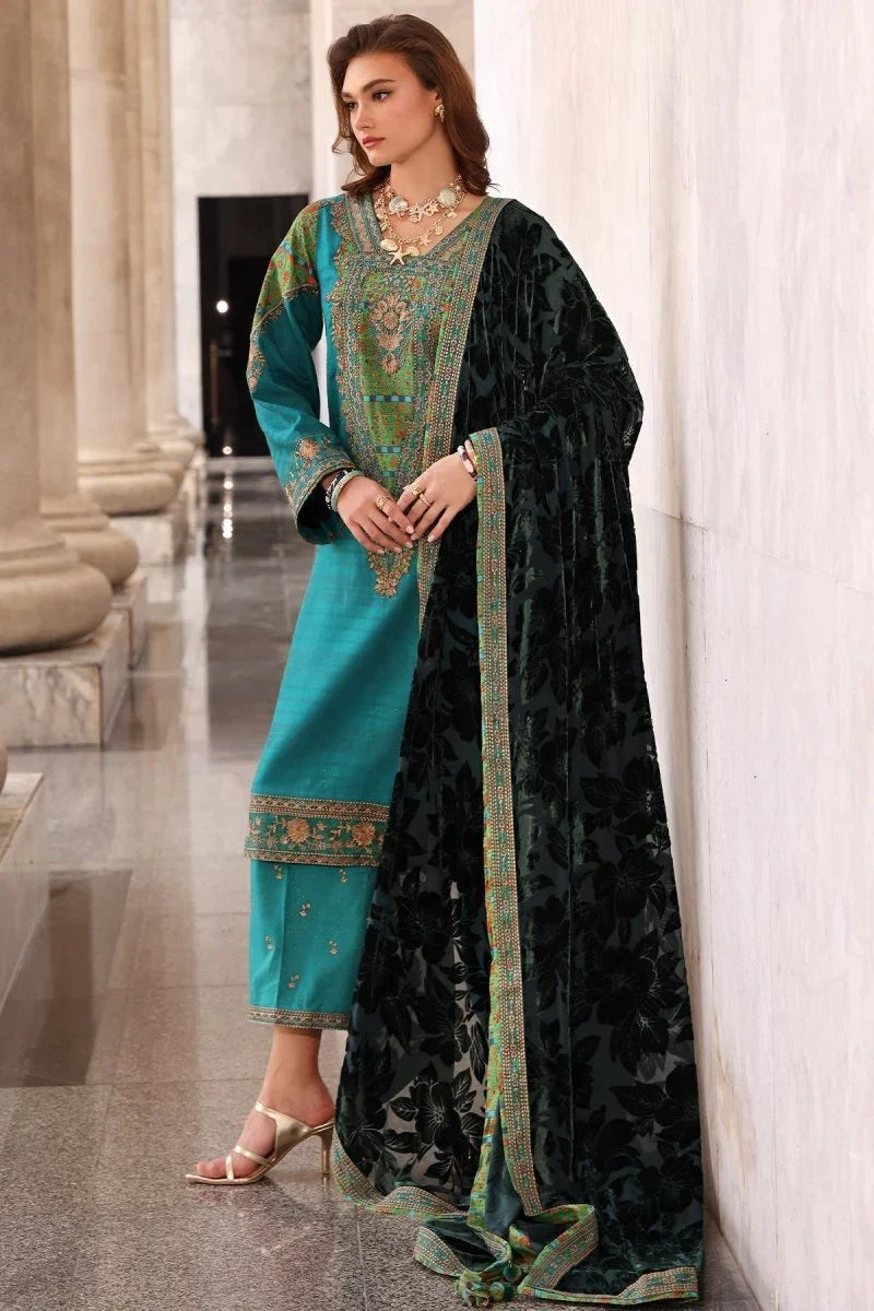 Charizma 3 Pc Unstitched Embroidered Dyed Leather Suit - PSW5-19