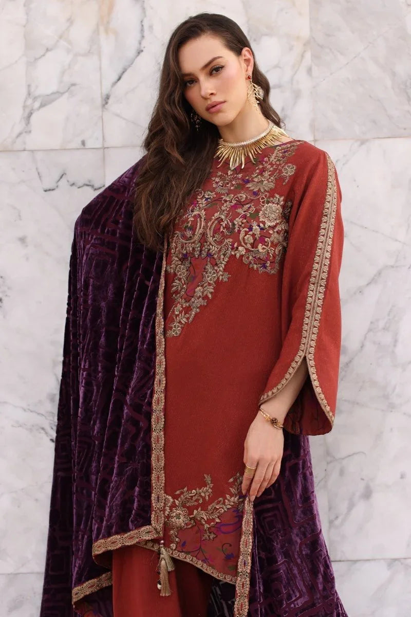 Charizma 3 Pc Unstitched Embroidered Dyed Leather Suit - PSW5-22