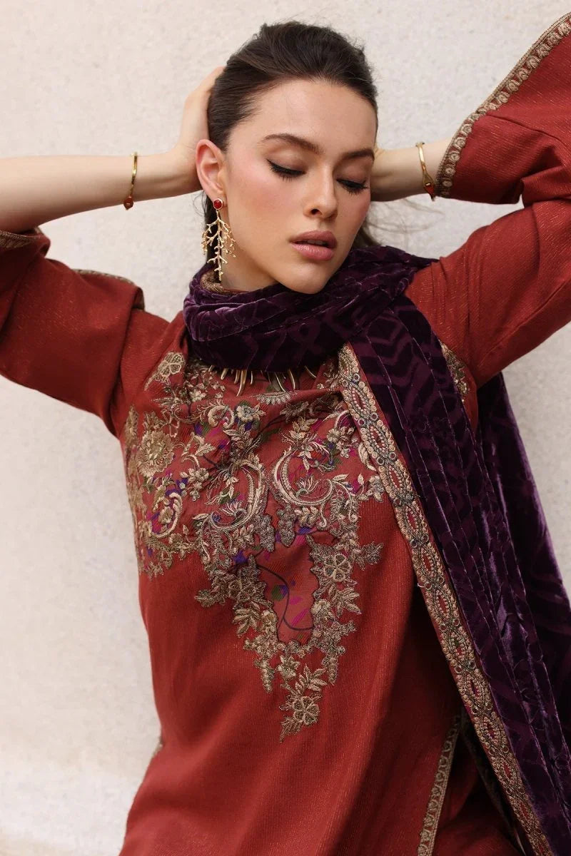 Charizma 3 Pc Unstitched Embroidered Dyed Leather Suit - PSW5-22