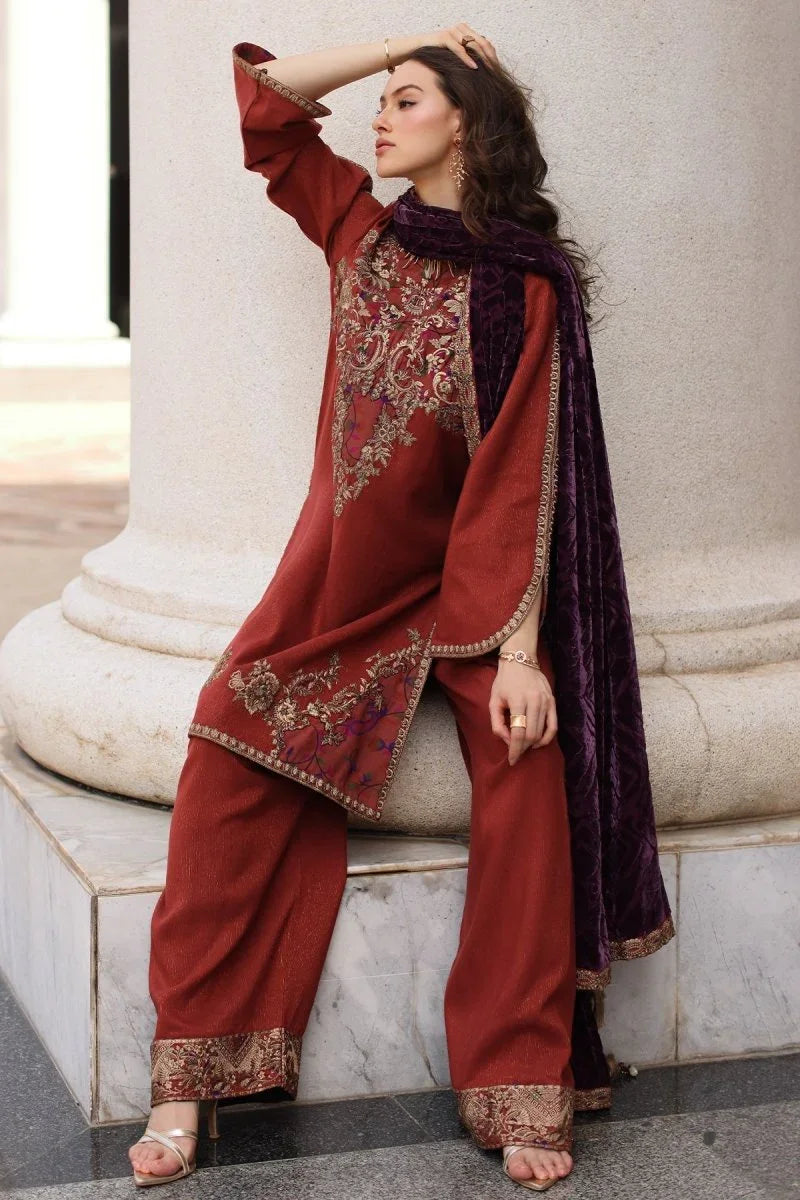 Charizma 3 Pc Unstitched Embroidered Dyed Leather Suit - PSW5-22