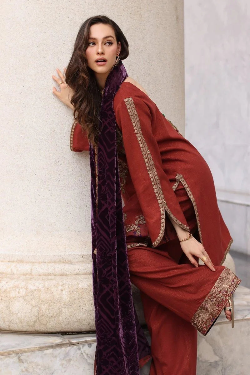 Charizma 3 Pc Unstitched Embroidered Dyed Leather Suit - PSW5-22
