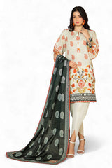Gul Ahmed 3 Piece Unstitched Printed Stripe Khaddar Suit With Dupatta SD-52176
