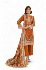 Gul Ahmed 3 Piece Unstitched Printed Khaddar Suit With Zari Cotton Dupatta SD-52182