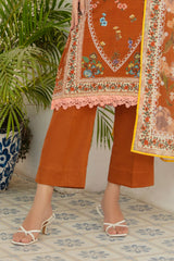 Gul Ahmed 3 Piece Unstitched Printed Khaddar Suit With Zari Cotton Dupatta SD-52182