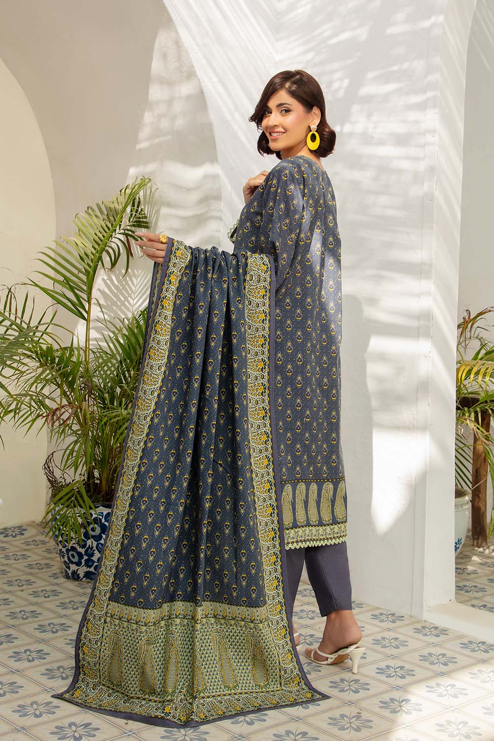 Gul Ahmed 3 Piece Unstitched Printed Khaddar Suit With Dupatta SD-52188