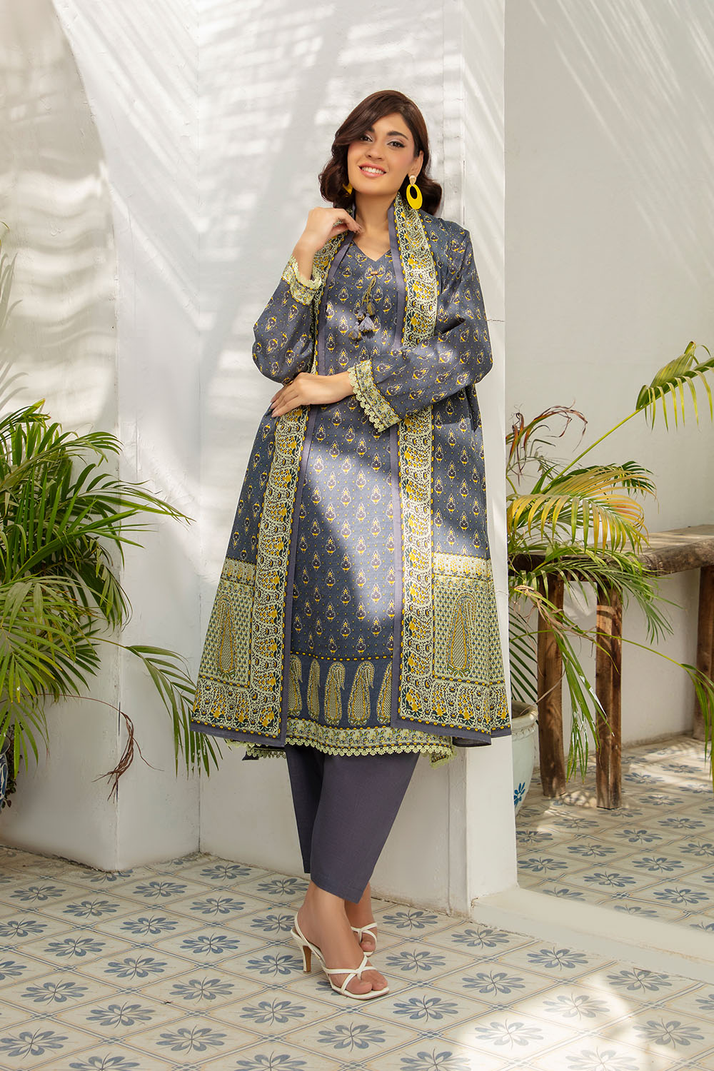 Gul Ahmed 3 Piece Unstitched Printed Khaddar Suit With Dupatta SD-52188