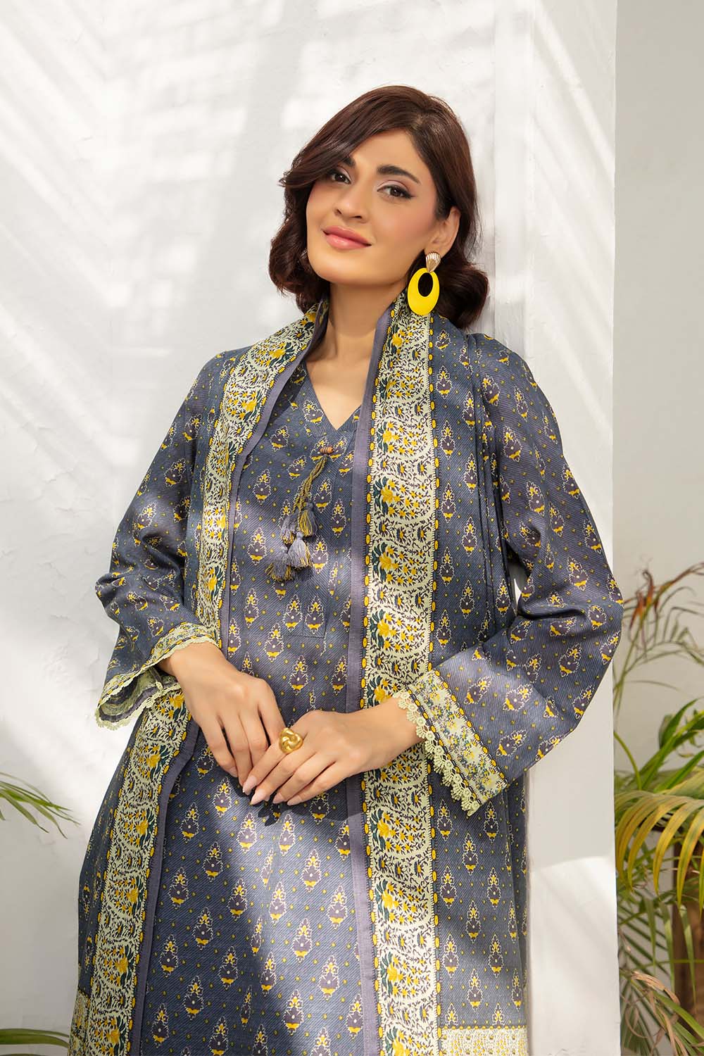 Gul Ahmed 3 Piece Unstitched Printed Khaddar Suit With Dupatta SD-52188