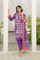 Gul Ahmed 3 Piece Unstitched Printed Stripe Khaddar Suit With Dupatta SD-52191