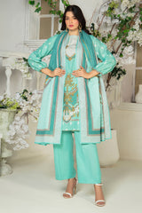 Gul Ahmed 3 Piece Unstitched Printed Stripe Khaddar Suit With Dupatta SD-52195