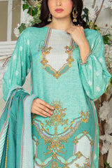 Gul Ahmed 3 Piece Unstitched Printed Stripe Khaddar Suit With Dupatta SD-52195