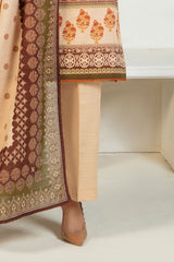 Gul Ahmed 3 Piece Unstitched Printed Zari Cotton & Khaddar Suit With Dupatta SD-52205