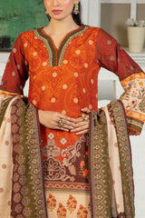 Gul Ahmed 3 Piece Unstitched Printed Zari Cotton & Khaddar Suit With Dupatta SD-52205