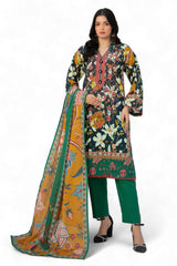 Gul Ahmed 3 Piece Unstitched Printed Zari Cotton & Khaddar Suit With Dupatta SD-52208