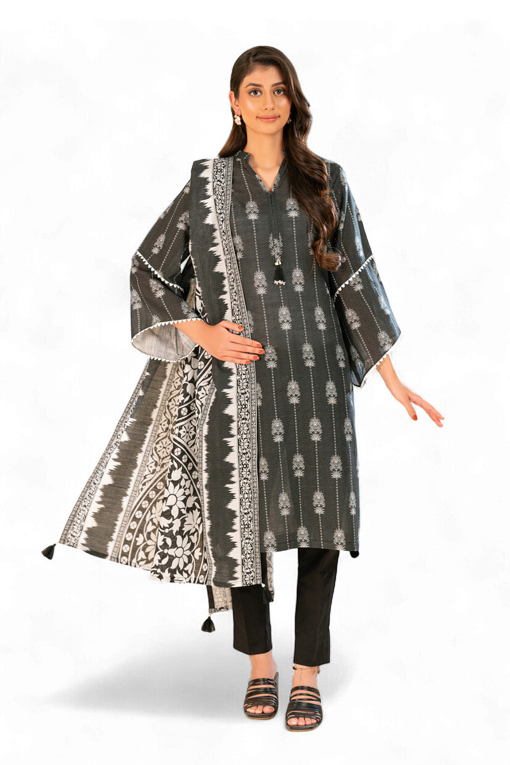 Gul Ahmed 3 Piece Unstitched Printed Khaddar Suit With Dupatta SD-52256