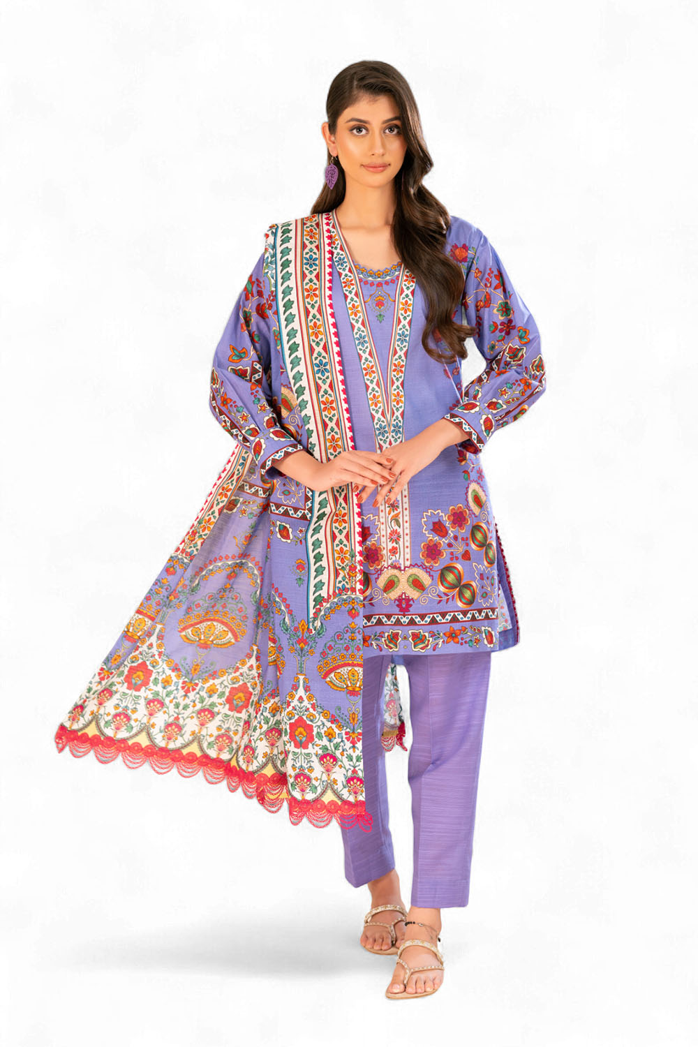Gul Ahmed 3 Piece Unstitched Printed Khaddar Suit With Dupatta SD-52259