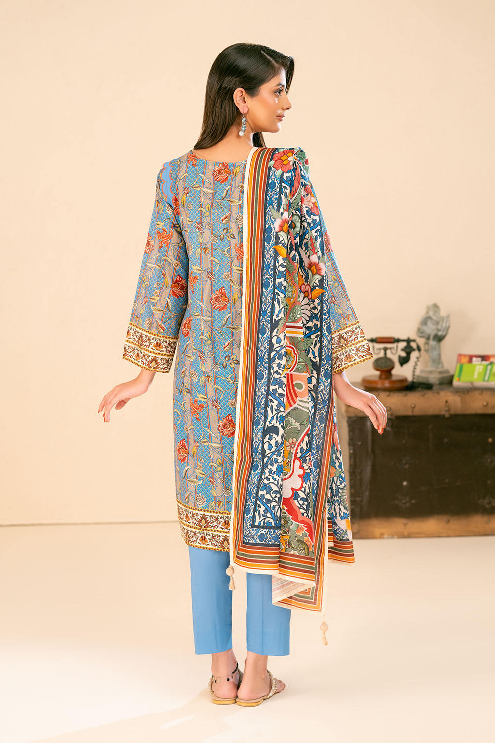Gul Ahmed 3 Piece Unstitched Printed Khaddar Suit With Dupatta SD-52260