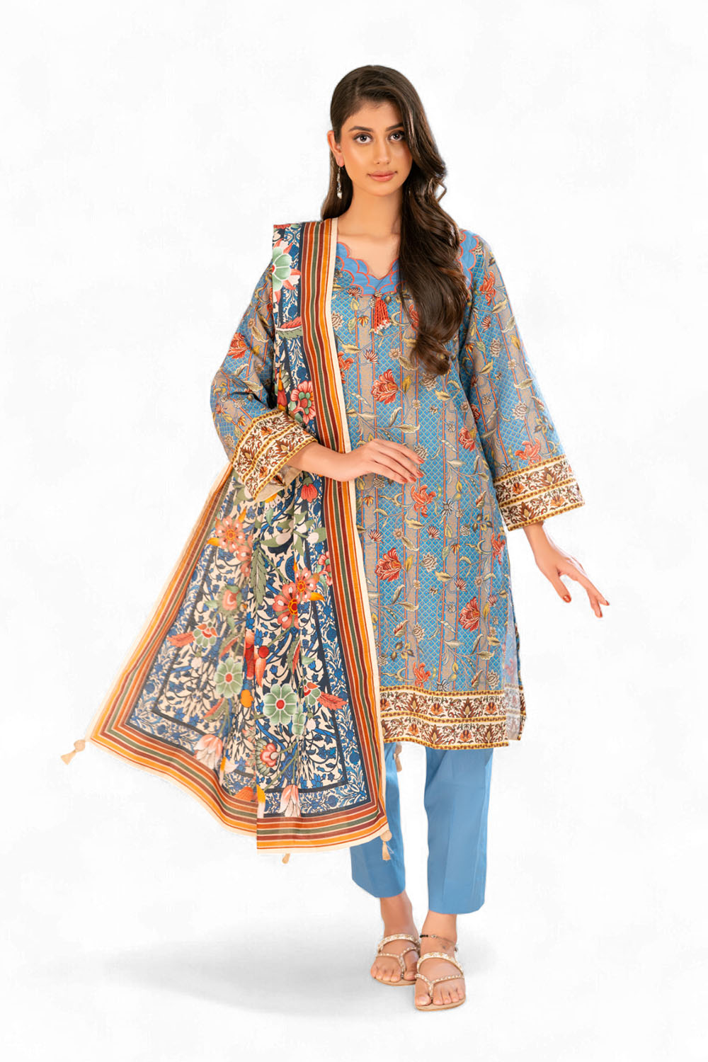 Gul Ahmed 3 Piece Unstitched Printed Khaddar Suit With Dupatta SD-52260