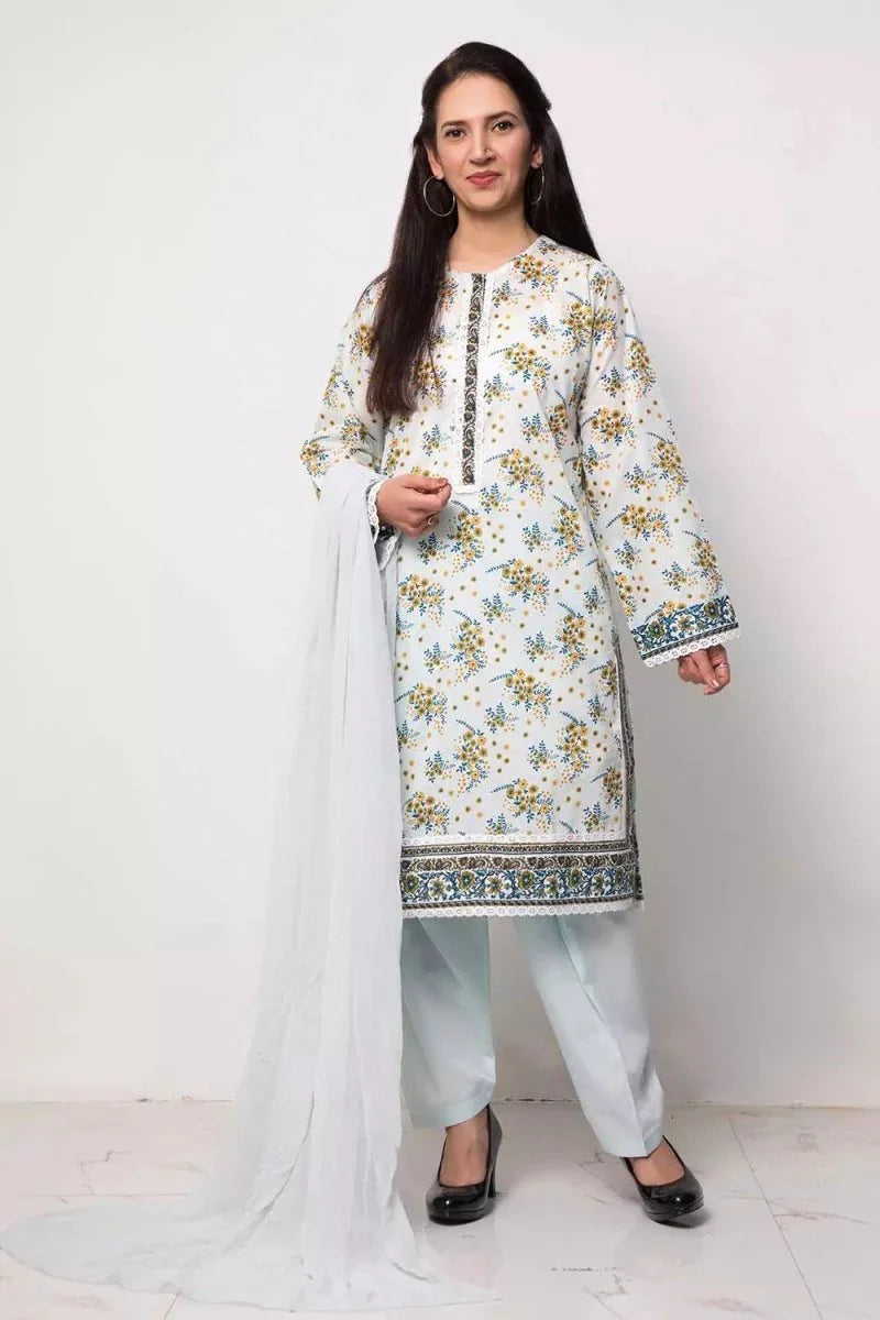 Gul Ahmed 1PC Unstitched Printed Lawn Fabric SL-915-A