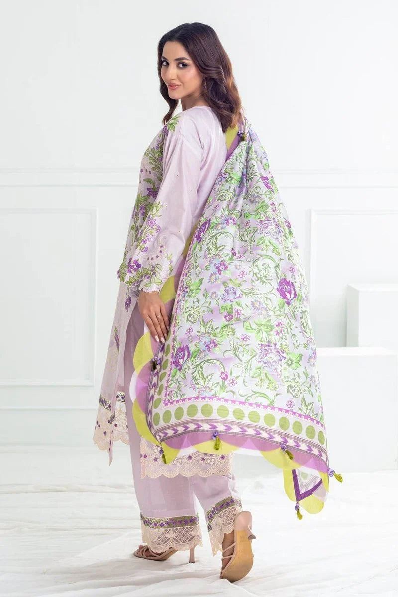 Gul Ahmed 3 Piece Unstitched Embroidered Lawn Suit with Printed Tussar Silk Dupatta SP-52025
