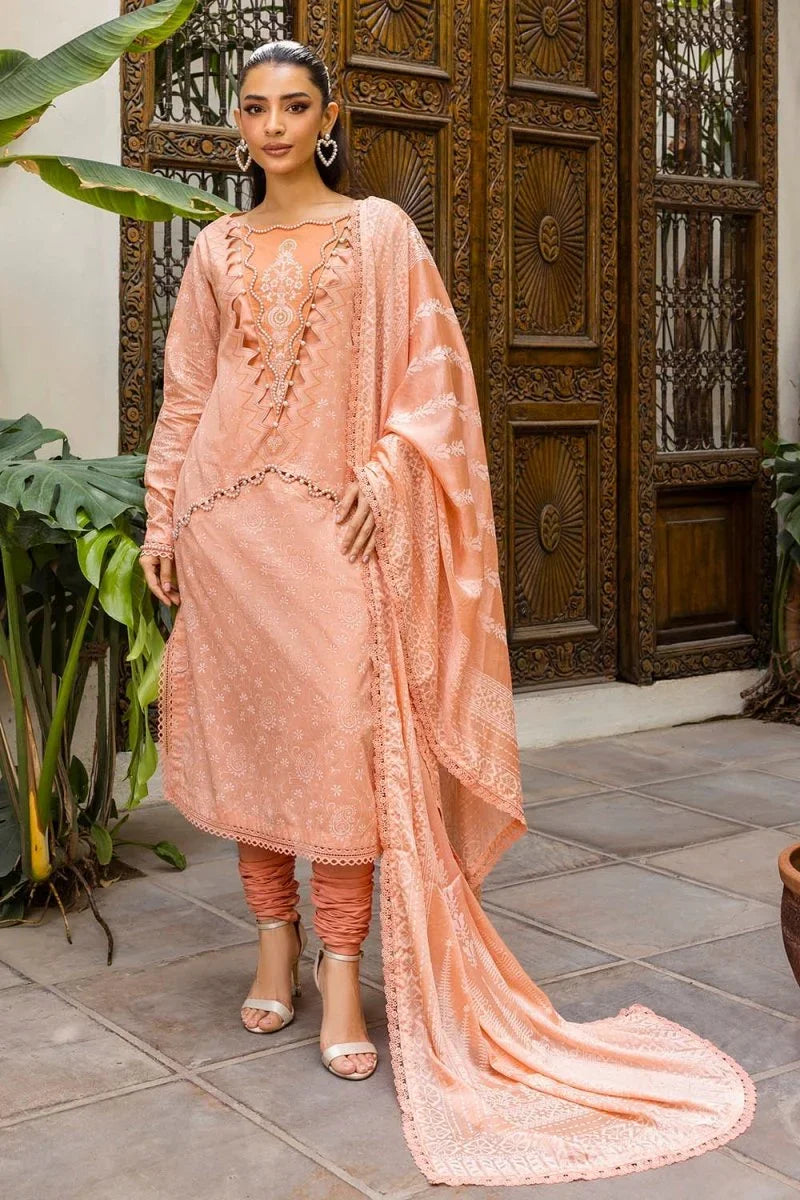Gul Ahmed 3 Piece Unstitched Gold Lacquer Printed Suit with Burnout Silk Dupatta SP-52046